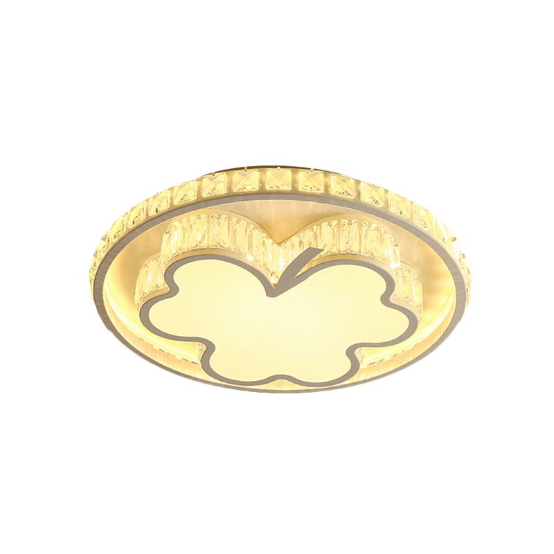 Halo Bedroom Massimale Flush Simple Beveling Crystal LED White Flush Mount con Clover Design