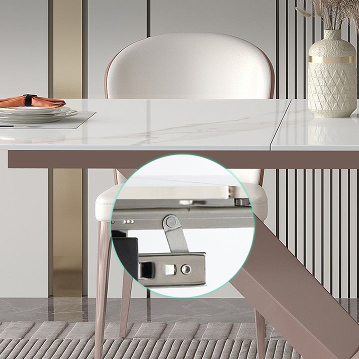 Modern 1/4/5/7 Pieces Silver Dining Table Set with Sintered Stone Top Scalable Dinette Set