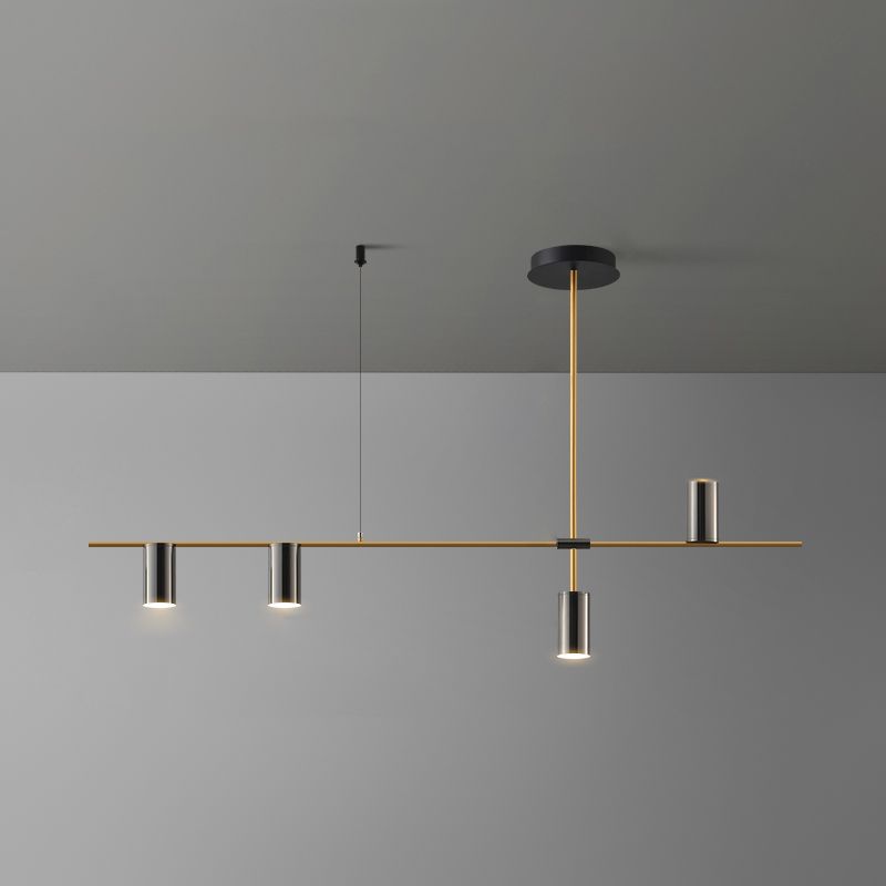 Linear Cylinder Lighting Fixtures Contemporary Metal Island Pendants for Kitchen