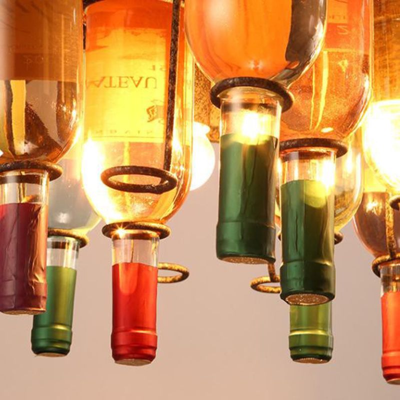 Industrial Style Hanging Lamp Wine Bottle Shape Island Light Fixture for Bar
