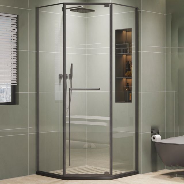 Pivot Diamond-shaped Shower Room Frame Tempered Swing Shower Door