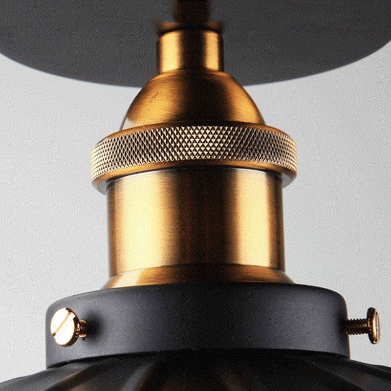 Luminaire semi-encastré évasé de style vintage en métal, éclairage semi-encastré en noir