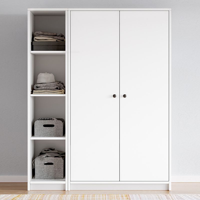 White Wardrobe Armoire with Shelves Engineered Wood Wardrobe Cabinet