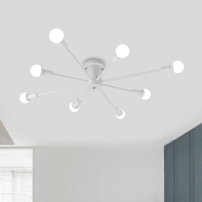 6/8/10 Heads Spoetnik Semi-Mount Verlichting Hedendaags Metaal Zwart/Wit/Goud Plafondgemonteerd Armatuur voor Slaapkamer