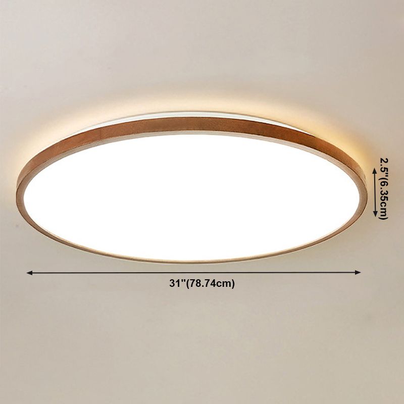 Modern Geometry Shape LED Ceiling Lamp Wood 1 Light Flush Mount for Living Room Aisle