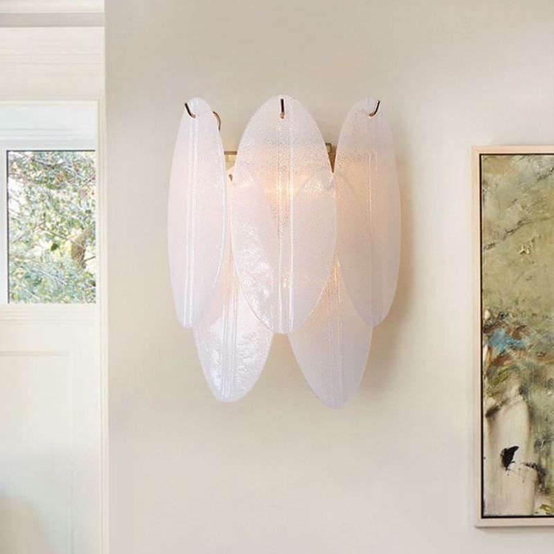 Oval-Shaped Wall Lighting Modernism Style White Glass 3 Lights Hallway Wall Sconce Light