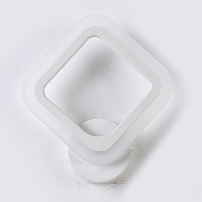 Square Shape Wall Lamp Modern Style Acrylic 1 Light Sconce in White