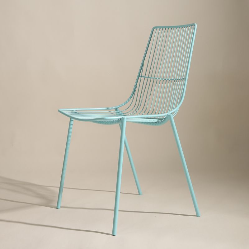 Black/Blue Outdoors Dining Chairs Modern Metal Stacking Patio Dining Chair