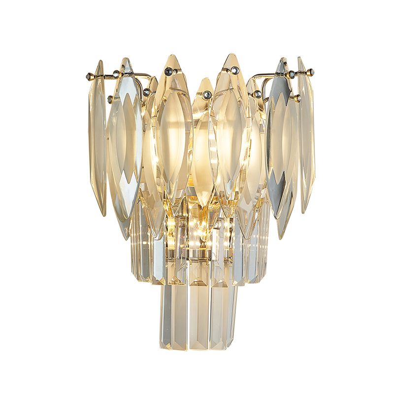 Modern Style Three-Tier Wall Light Crystal 3 Lights Sconces for Bedroom
