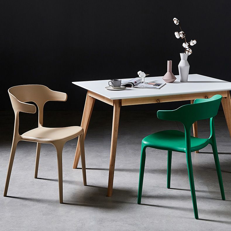 Sillas de comedor de plástico escandinavo, sillones con respaldo abierto para el hogar (juego de 4)