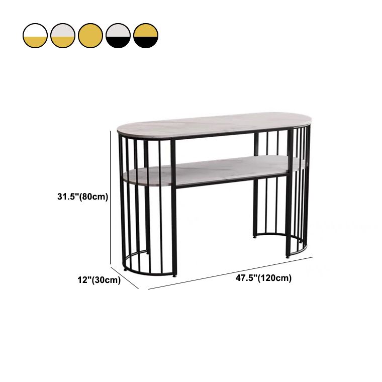 11" Wide Stone Glam Console Table Oval Console Sofa Table for Hall
