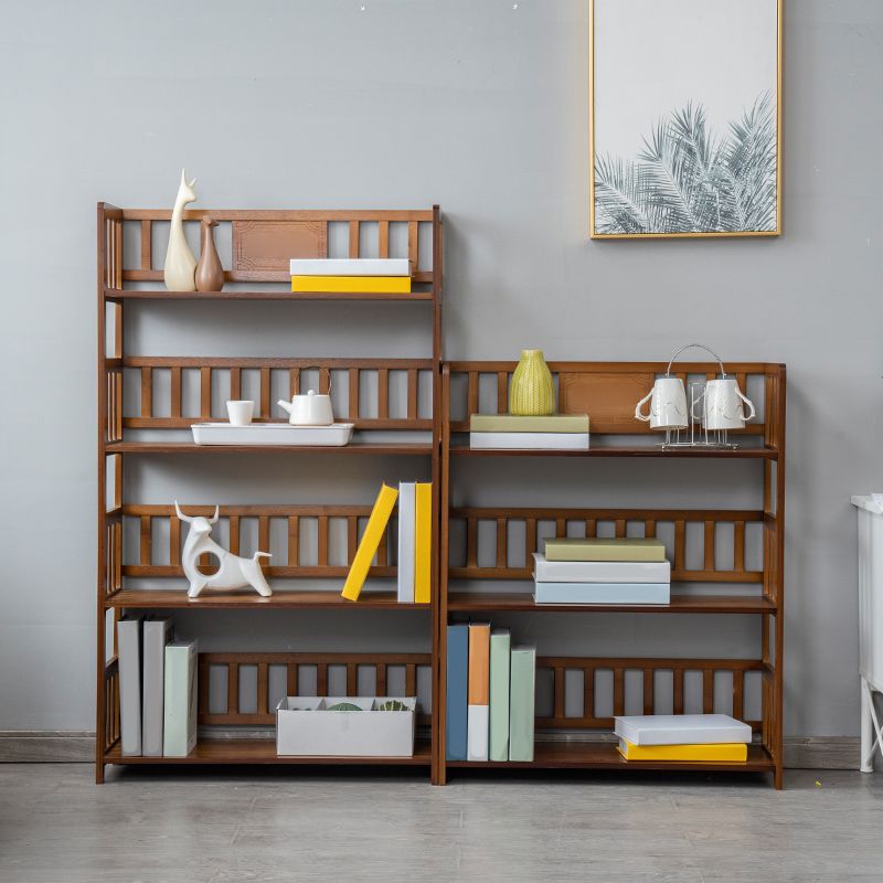 Contemporary Open Back Bookshelf Standard Bamboo Bookcase for Home Office