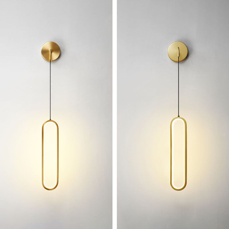 Oval Wall Mount Light Fixture Simplicity Style Metal LED Bedroom Wall Light Sconce