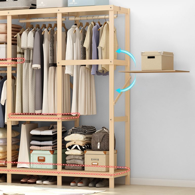 Contemporary Style Wardrobe Solid Wood 1-Door Wardrobe Closet for Bedroom