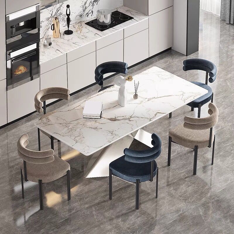 Modern Armless Dining Chairs Home Kitchen Velvet Side Chairs