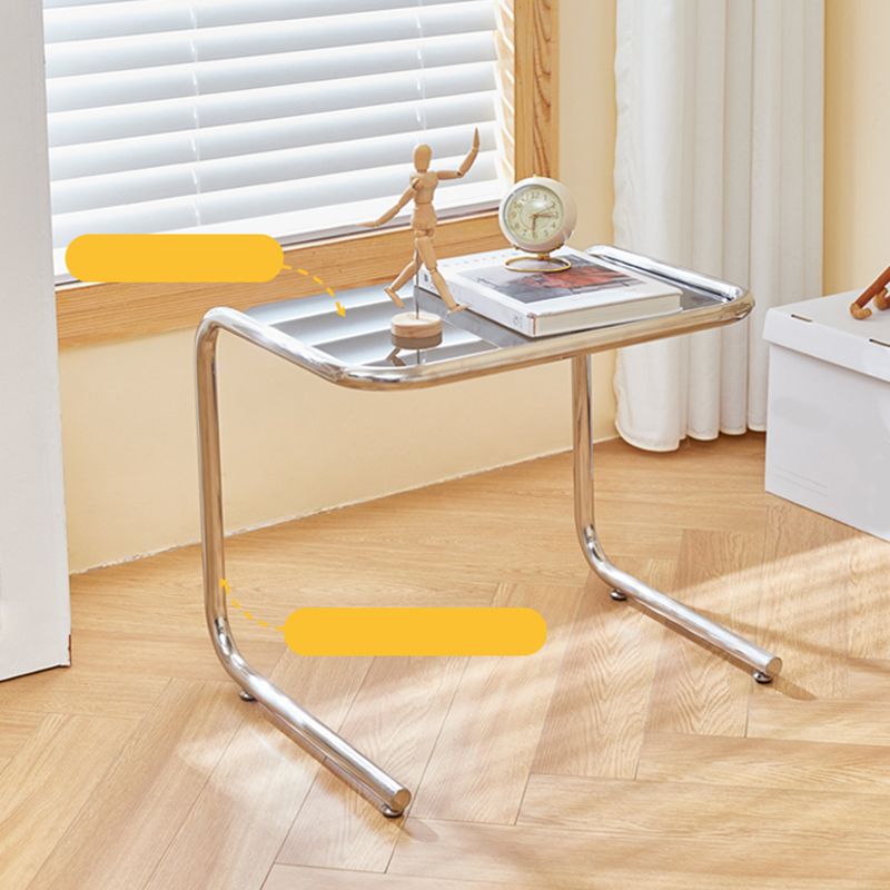 Modernistic Metal C Side Table Glass Top Side End Table for Living Room