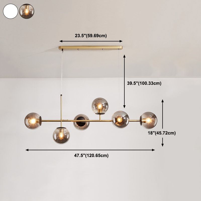 4 / 6 - Light Ceiling Pendant Fixture Metal and Glass Ball Shade Kitchen Island Light