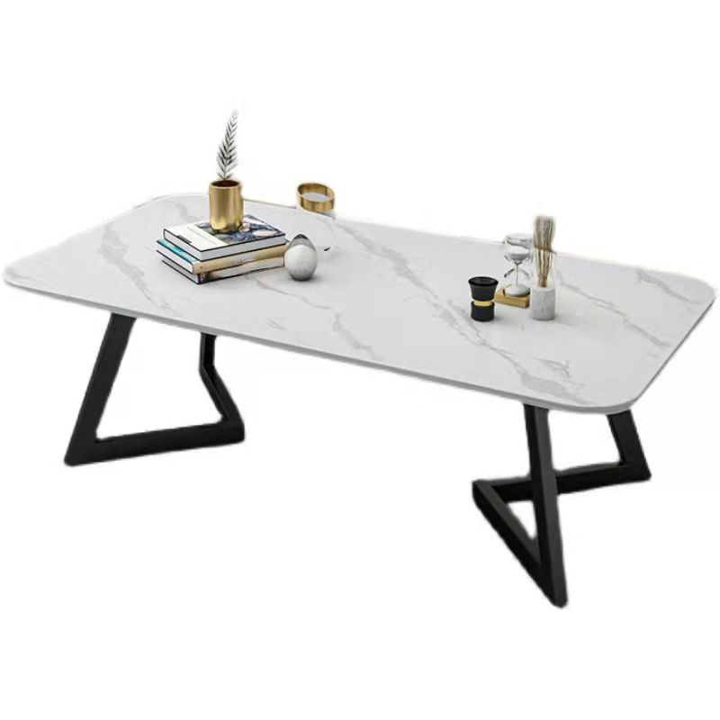 Glam Slate Coffee Table Rectangular Cocktail Table for Living Room