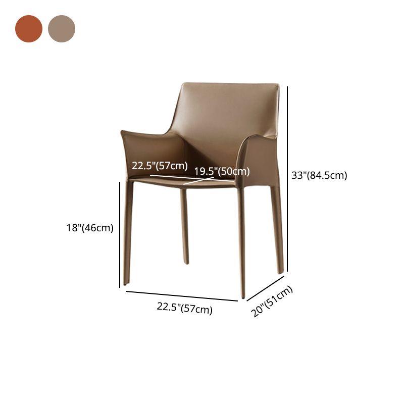 Modern Metal Dining Arm Chair Leather Dining Side Chair for Restaurant Use
