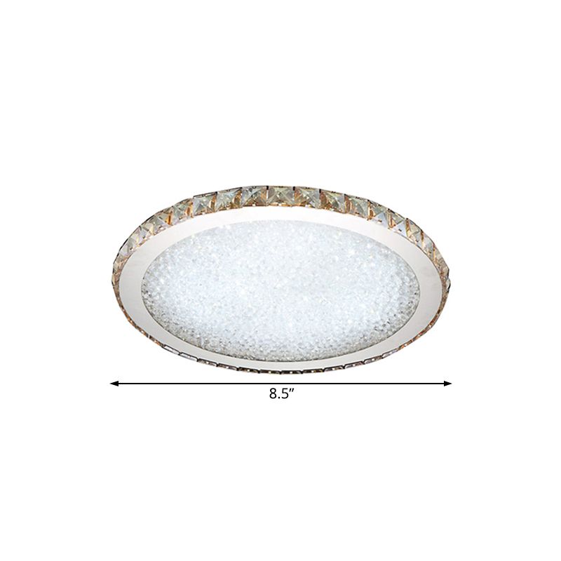 Plafonnier circulaire moderne à 1 lumière en cristal clair/ambre de 8,5"/14"/18" de large, luminaire de plafond à LED en lumière chaude/blanche