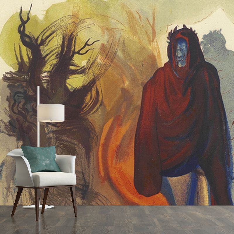 Red Catholic Priest Painting Mural Washable Surrealism Living Room Wall Covering