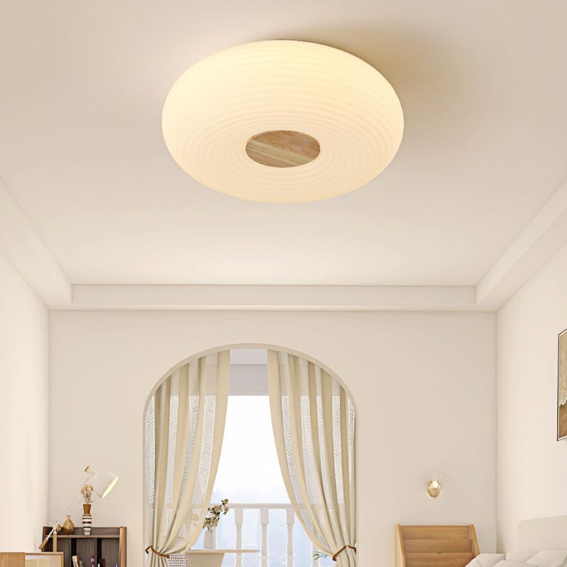 Modern LED Metal Flush Mount Geometric Shape Ceiling Light with Plastic Shade for Bedroom