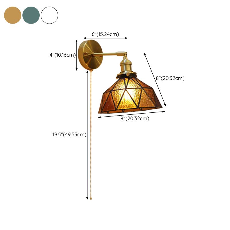 Metal Modern Wall Sconce Geometric Shape Vanity Lamp with Glass Shade for Bathroom