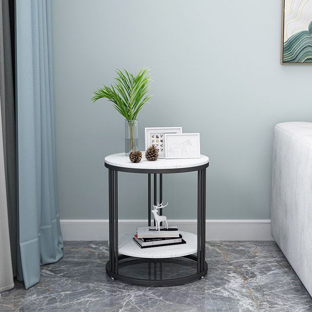 21.65" Tall Contemporary Side End Table Metal Frame Round Sofa Side Accent Table