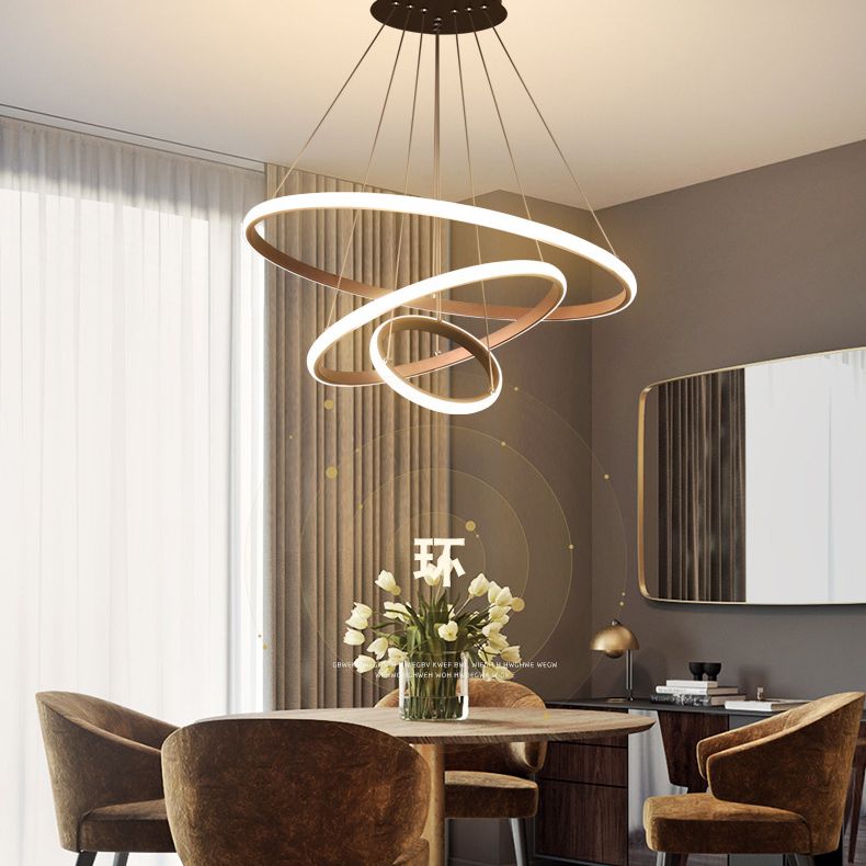 Contemporary Circle Pendant Light Fixture Aluminum Hanging Pendant Light for Living Room