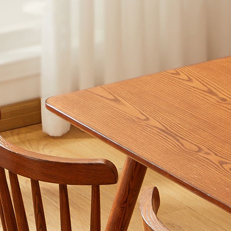 Mesa de comedor rectangular sencilla, mesa de madera maciza de roble con 4 patas para comedor
