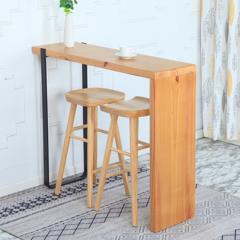 Contemporary Wood Stool Wood Rectangle Seat Counter Stool in Matte Finish