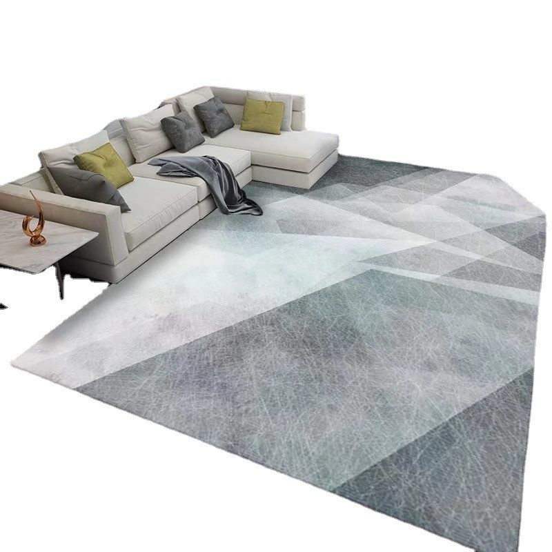 Navy Geometry Carpet Polyester Modern Carpet Washable Carpet for Home Decor