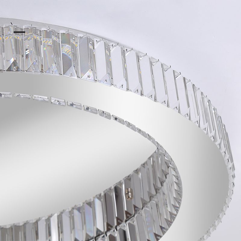 Sliver Crystal Circular Flush mount Ceiling Lamp Modern Style LED Flush Mount Lighting for Bedroom