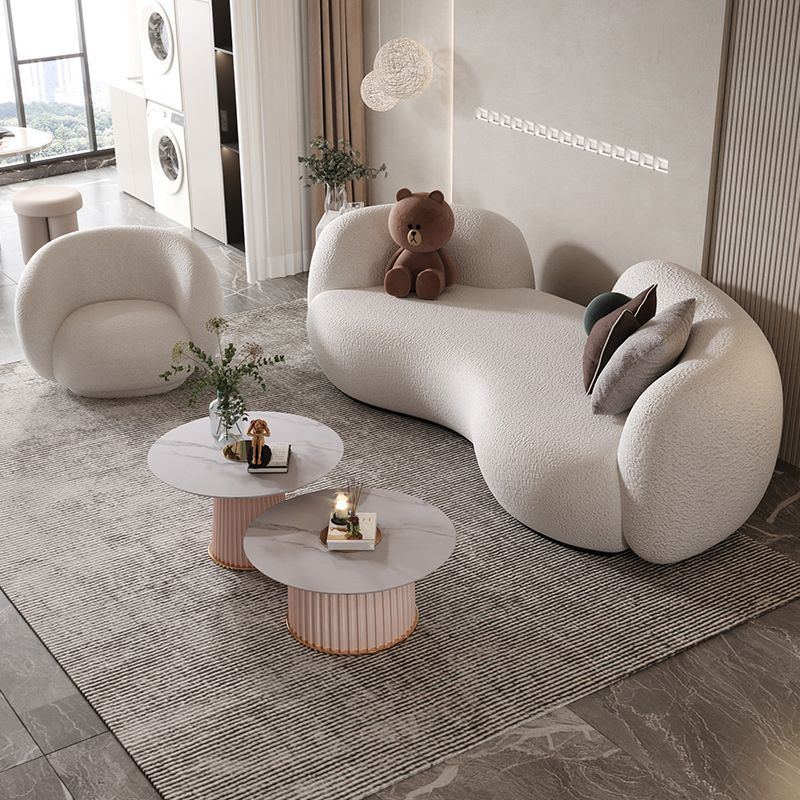 Contemporary Tight Back Sofa Tuxedo Arm Curved Sofa for Living Room