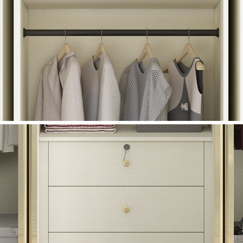 Engineered Wood Wardrobe Armoire Modern White Wardrobe for Bedroom