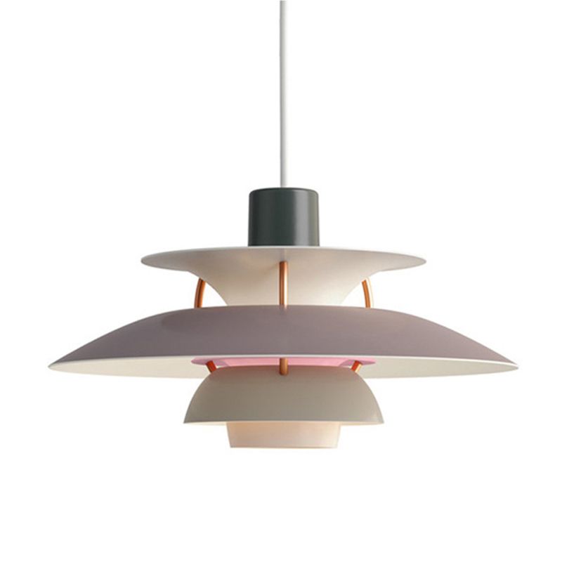 Multilayer Pendant Light Fixture Macaron Aluminum 1-Light Living Room Hanging Light