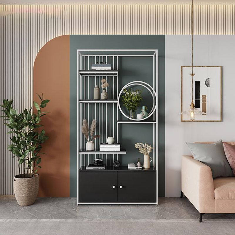 11.8" W Modern Metal Bookcase with Rectangular Shelves Etagere Bookshelf