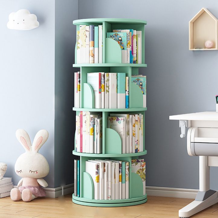 Round Rotatable Bookcase Wooden Closed Storage Bookshelf for Home Office, 16" / 18" W