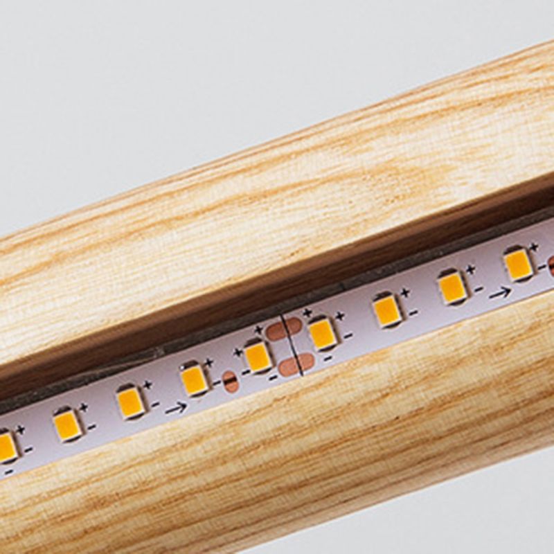 Illuminazione dell'isola a forma di polo beige semplice a led a led in legno sul tavolo da pranzo