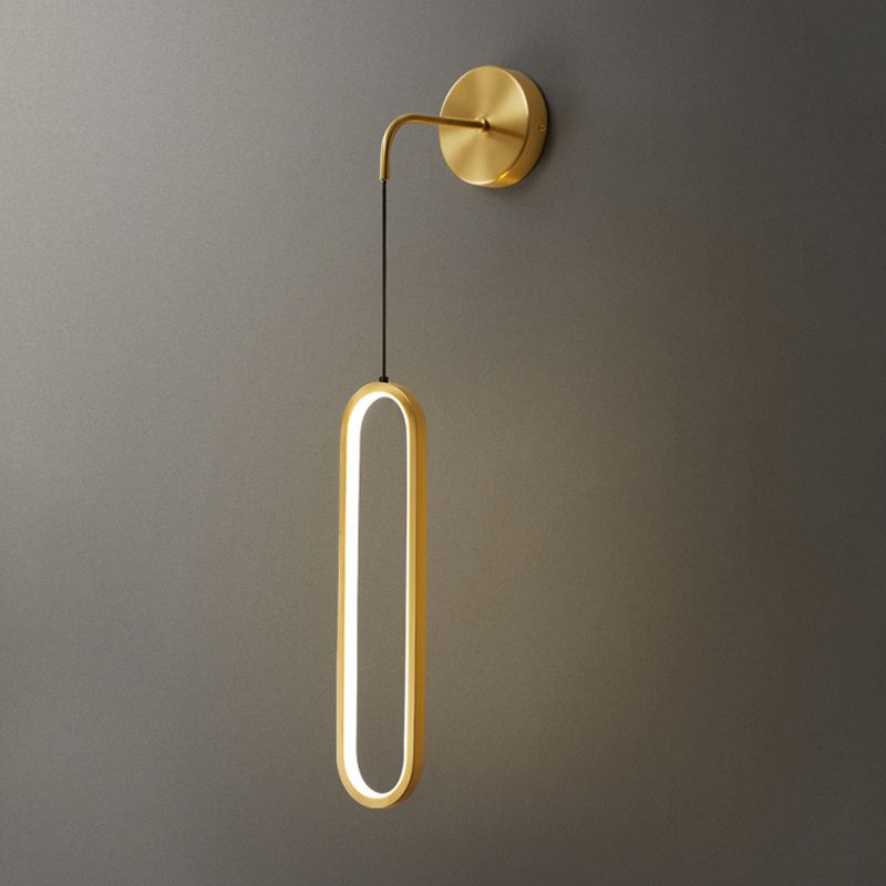 Minimalism LED Wall Sconce Oval Brass Sconce Lighting for Bedroom