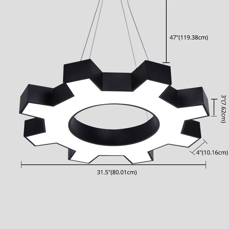 Luce a sospensione in palestra a forma di ingranaggio Acrilista Acrilista LED Apparecchi di illuminazione a soffitto