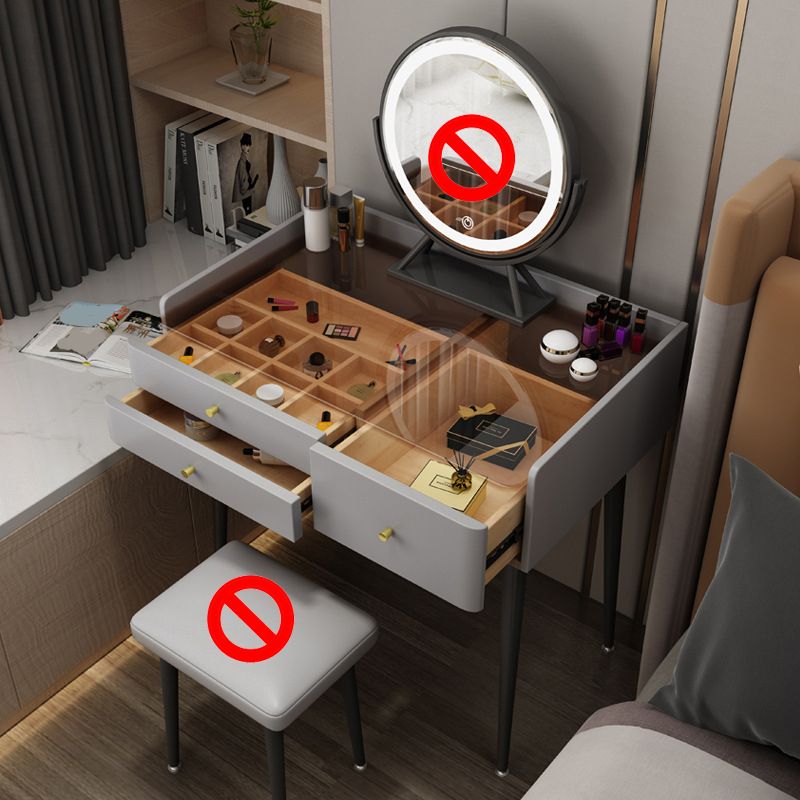 Modern Solid Wood Vanity Dressing Table 3 Drawer Makeup Vanity Set