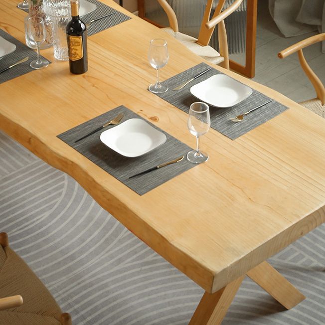 Rectangle Solid Wood Dining Table Modern Contemporary Kitchen Wood Table with Double Pedestal