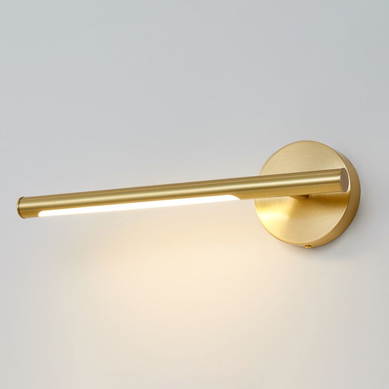 Modern Minimalist Style Linear Flush Mount Wall Sconce Copper Wall Mounted Vanity Lights in Gold Finish