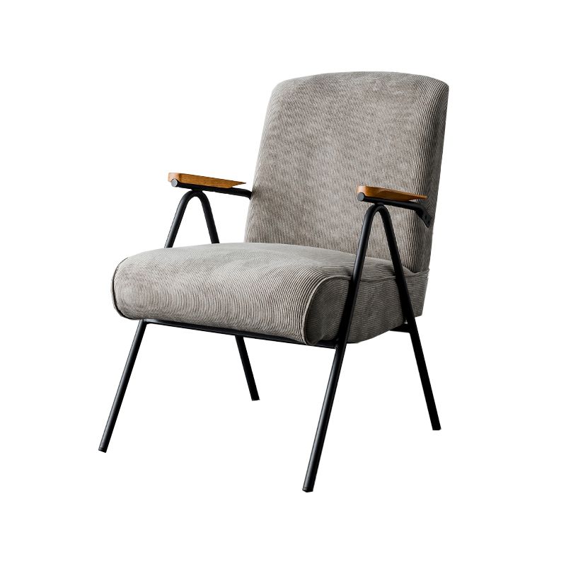 Corduroy Arms Included Chair 32.28" High Solid Wood Armchair with Basic Four Leg
