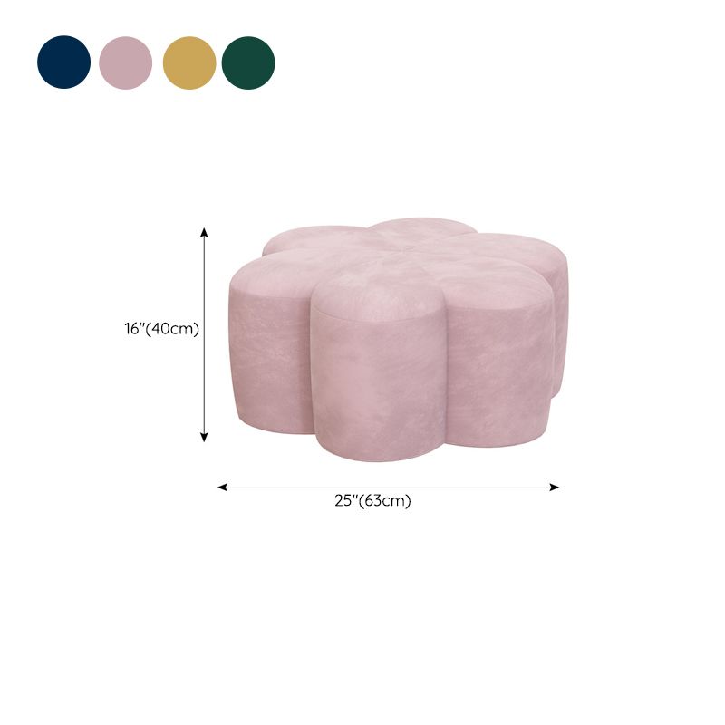 Flower Shape Pouf Velvet Pure Color Scratch Resistant Upholstered Pouf
