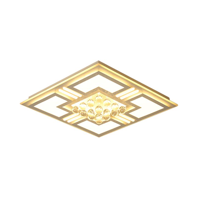 20.5"/35.5" Wide Crystal Square/Rectangle Flush Lamp Simple LED Ceiling Mounted Fixture in Warm/White Light
