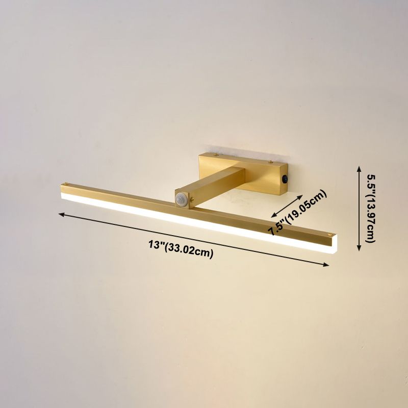 Modern Style Geometric LED Wall Lamps Metal 1-Light Mirror Wall Lighting Ideas in Gold