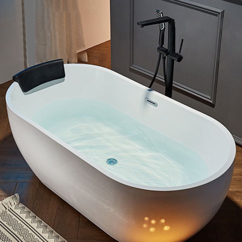 Modern Oval Bath Tub White Acrylic Bathtub with Faucet for Bathroom
