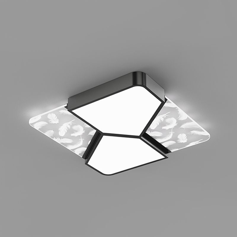 Lámpara de techo cuadrada de 4 luces, iluminación de techo de metal de estilo moderno para sala de estar